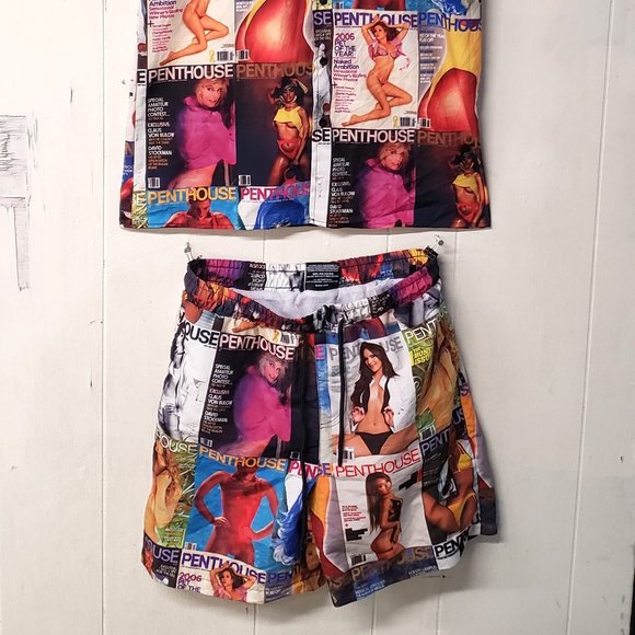 PENTHOUSE Magazine Cover Shirt & Swimsuit bottom X REASON ~ Men’s Medium - Picture 2 of 14